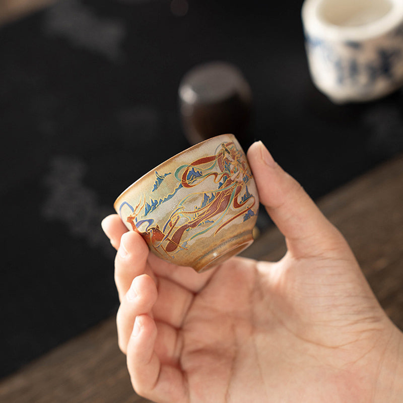 Dunhuang Flying Apsaras Ceramic Gaiwan Tea Cup 150ml