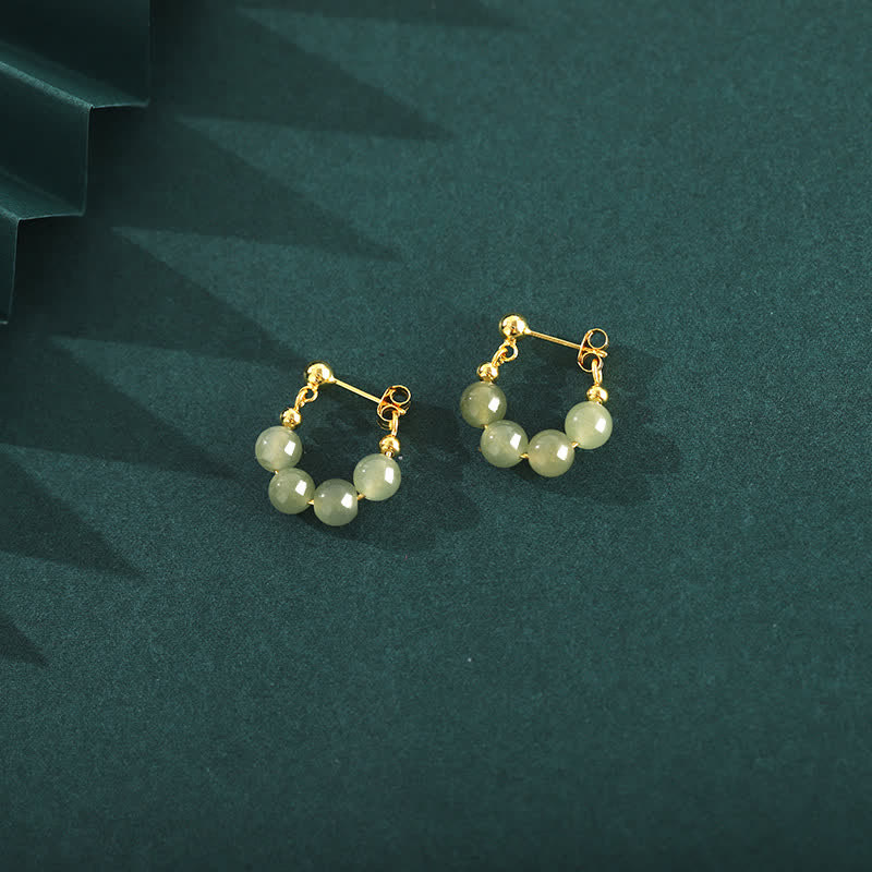 925 Sterling Hetian Jade Red Agate Abundance Earrings