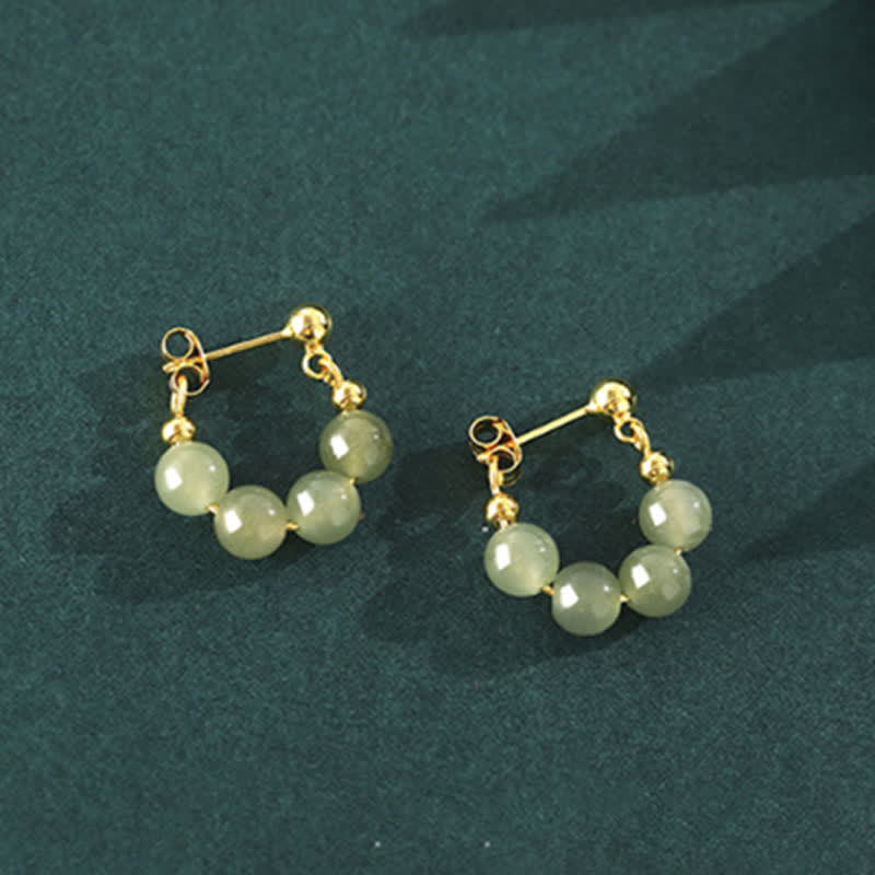 925 Sterling Hetian Jade Red Agate Abundance Earrings