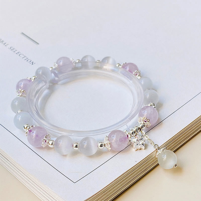925 Sterling Silver Amethyst Cat's Eye Spiritual Awareness Bracelet