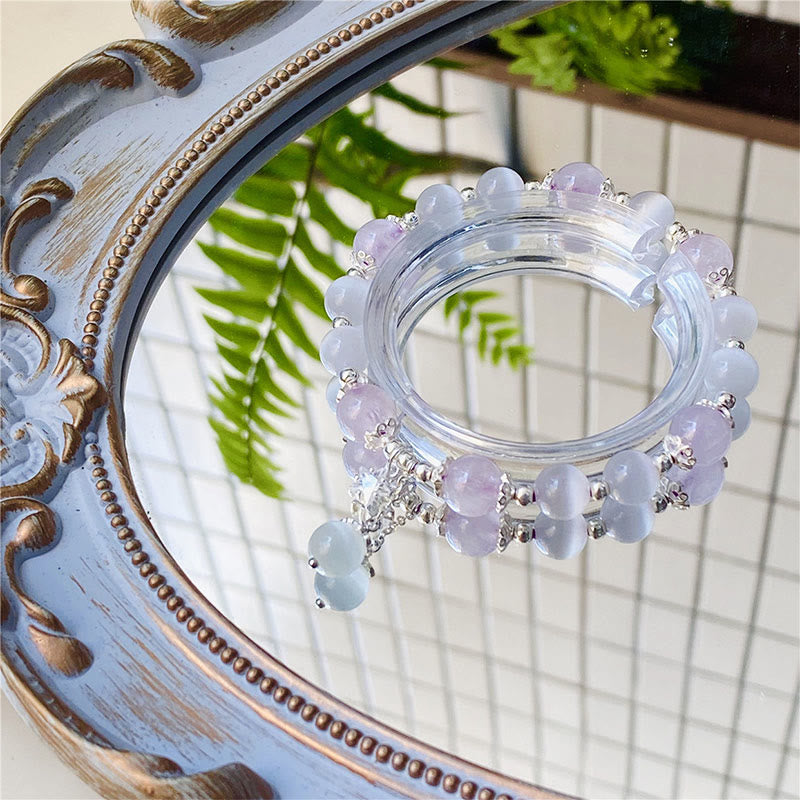 925 Sterling Silver Amethyst Cat's Eye Spiritual Awareness Bracelet