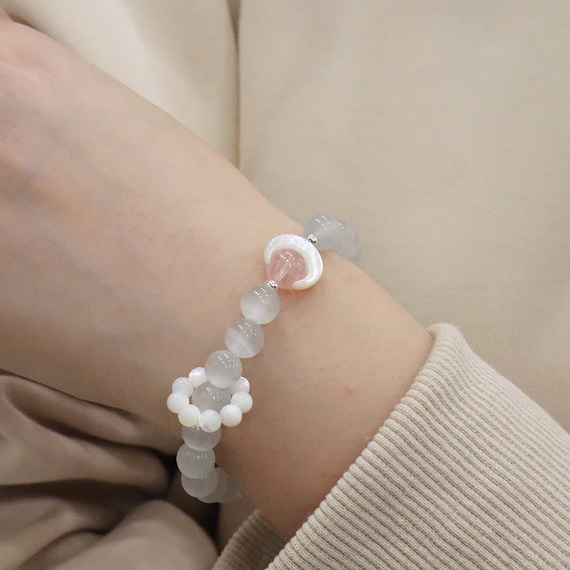 925 Sterling Silver Amethyst Crescent Moon Healing Bracelet