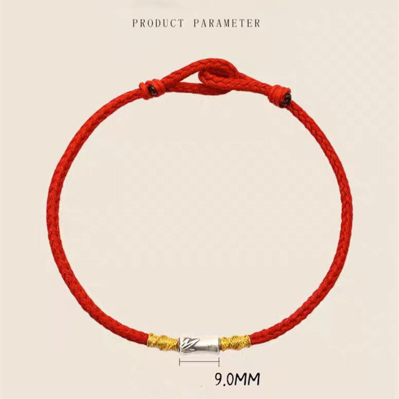 925 Sterling Silver Bamboo Red String Luck Bracelet