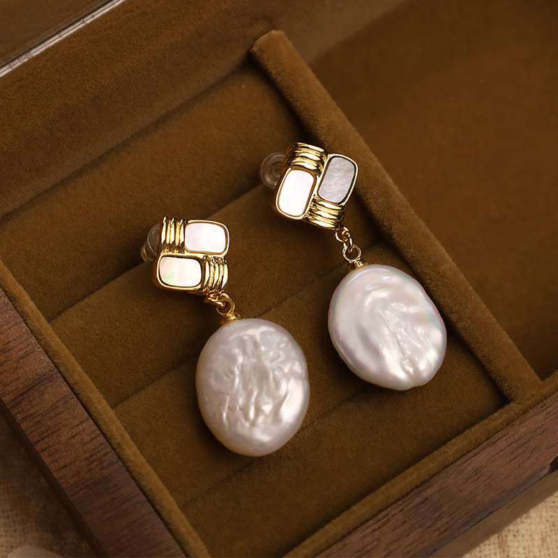 925 Sterling Silver Baroque Pearl Drop Earrings for Balance