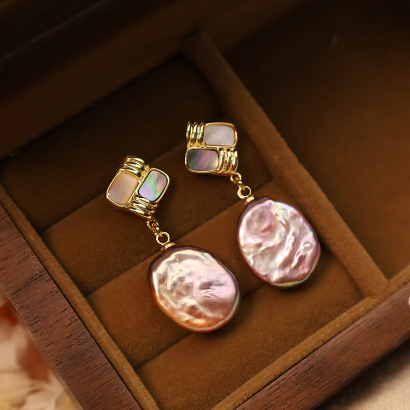925 Sterling Silver Baroque Pearl Drop Earrings for Balance