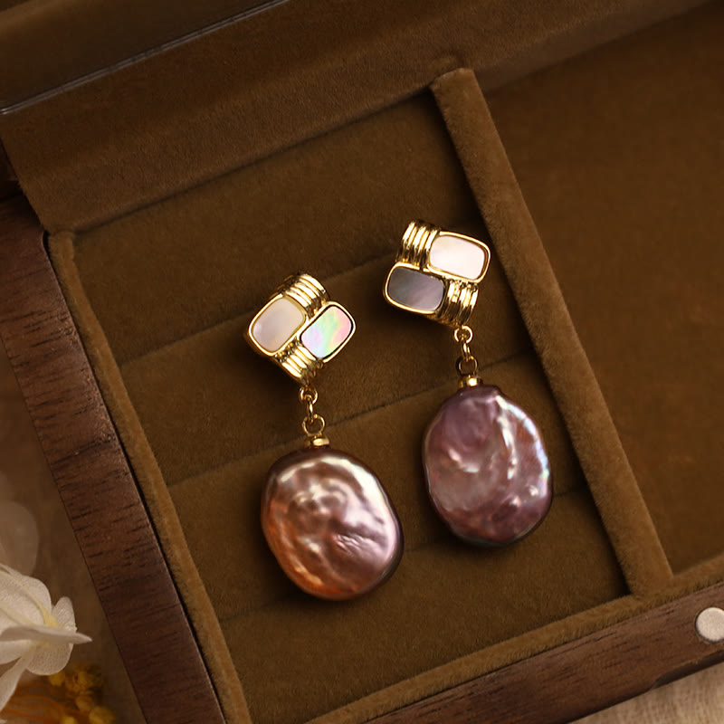 925 Sterling Silver Baroque Pearl Drop Earrings for Balance