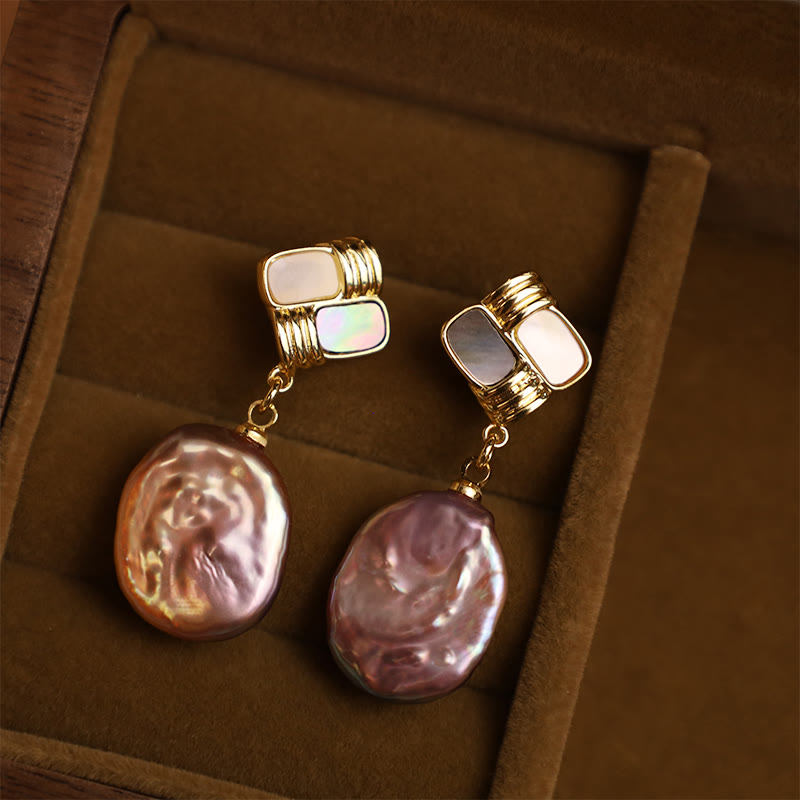925 Sterling Silver Baroque Pearl Drop Earrings for Balance