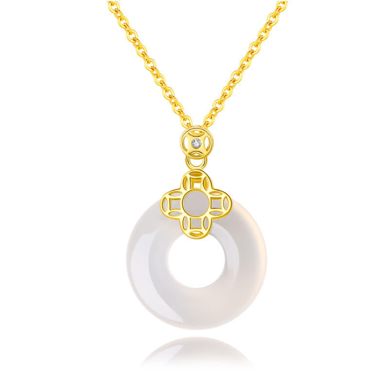 925 Sterling Silver Chalcedony Peace Buckle Necklace