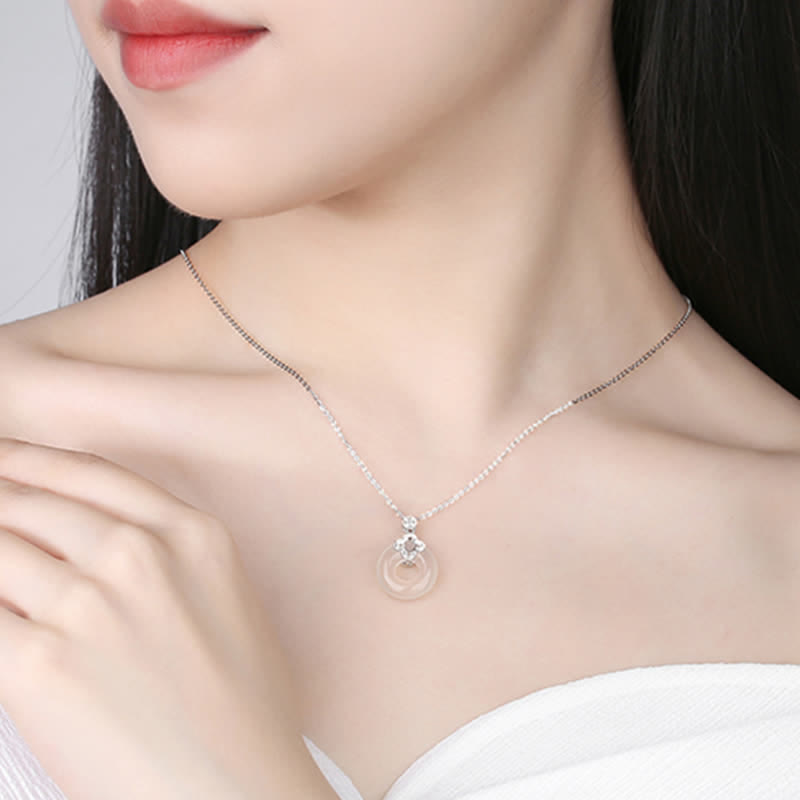 925 Sterling Silver Chalcedony Peace Buckle Necklace