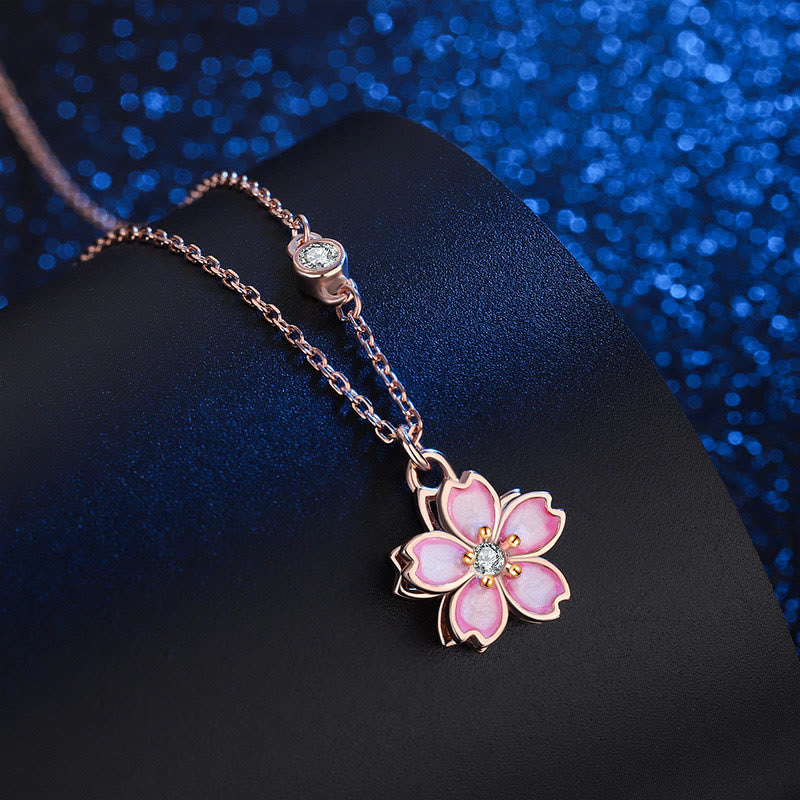 925 Sterling Silver Cherry Blossom Protection Necklace