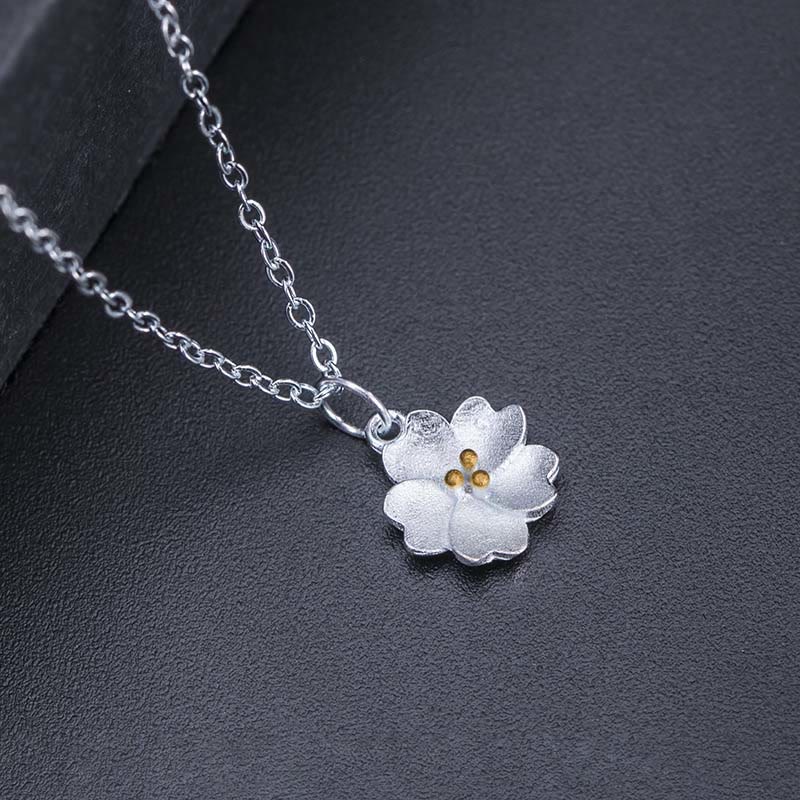 925 Sterling Silver Cherry Blossom Spiritual Necklace for Protection