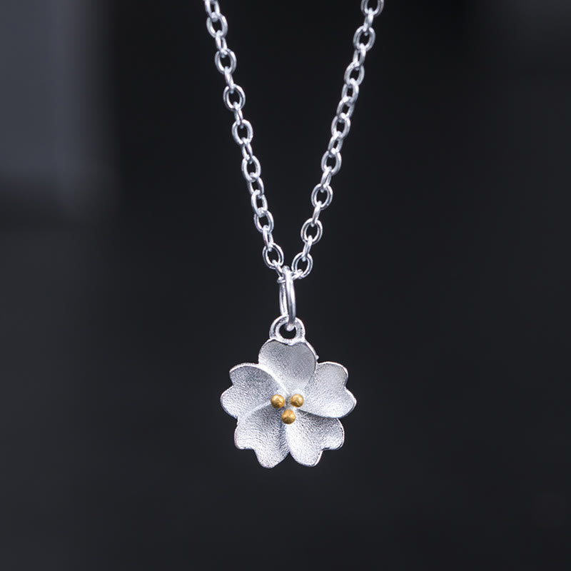 925 Sterling Silver Cherry Blossom Spiritual Necklace for Protection