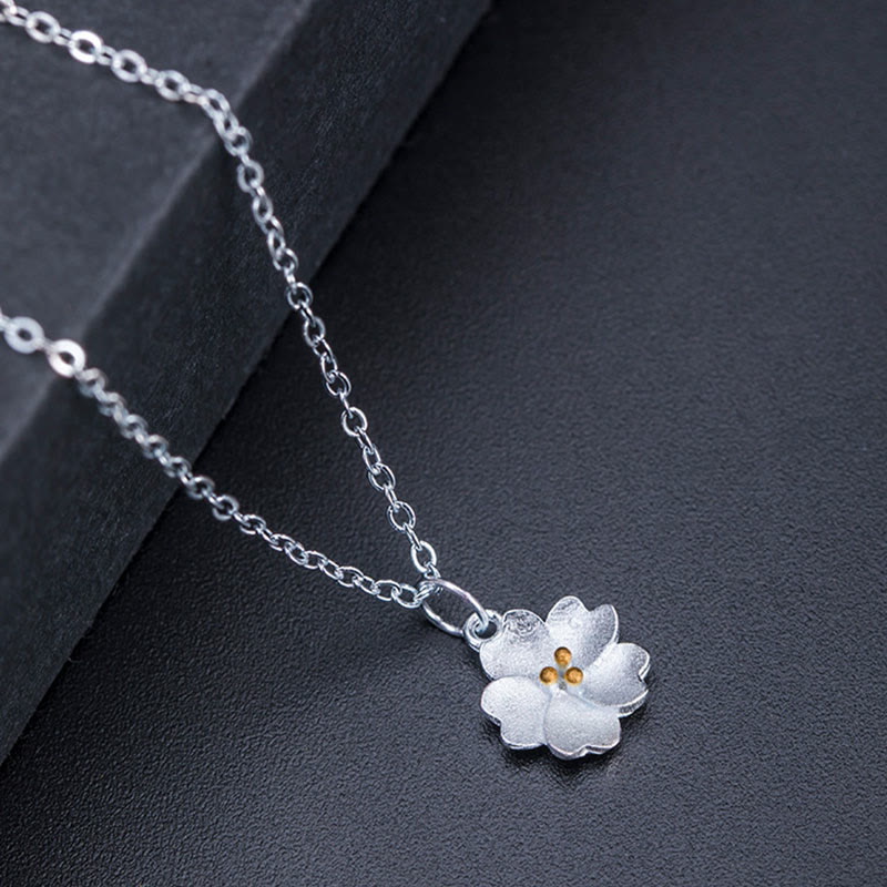 925 Sterling Silver Cherry Blossom Spiritual Necklace for Protection