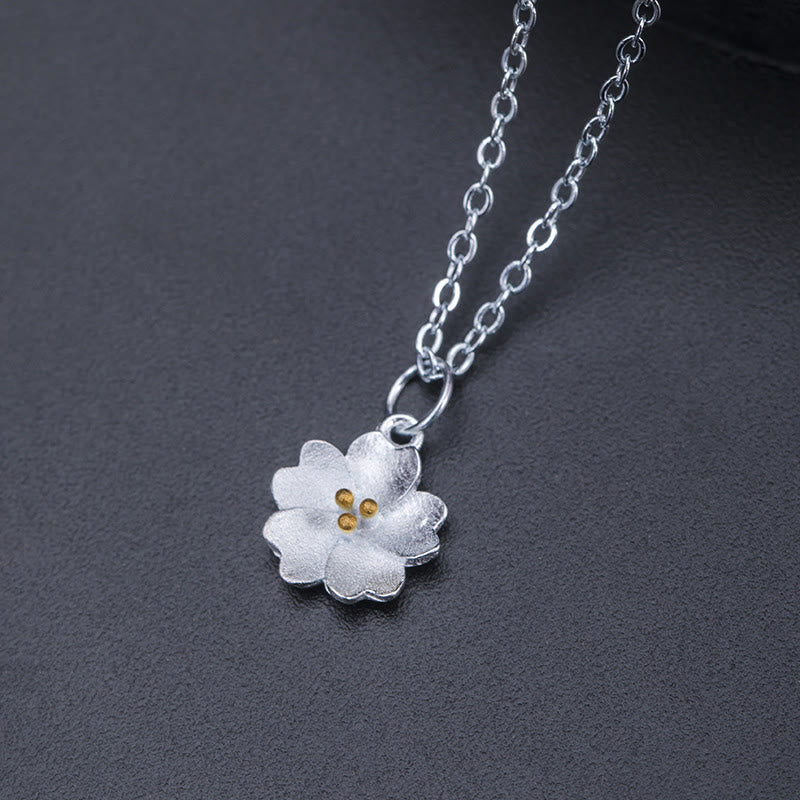 925 Sterling Silver Cherry Blossom Spiritual Necklace for Protection