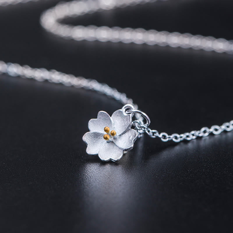 925 Sterling Silver Cherry Blossom Spiritual Necklace for Protection