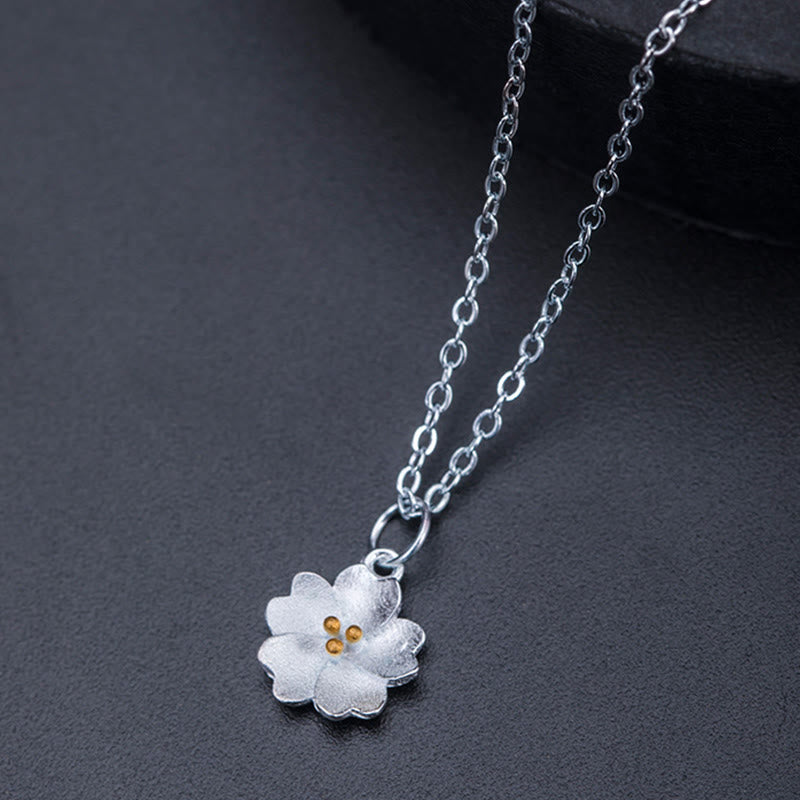 925 Sterling Silver Cherry Blossom Spiritual Necklace for Protection