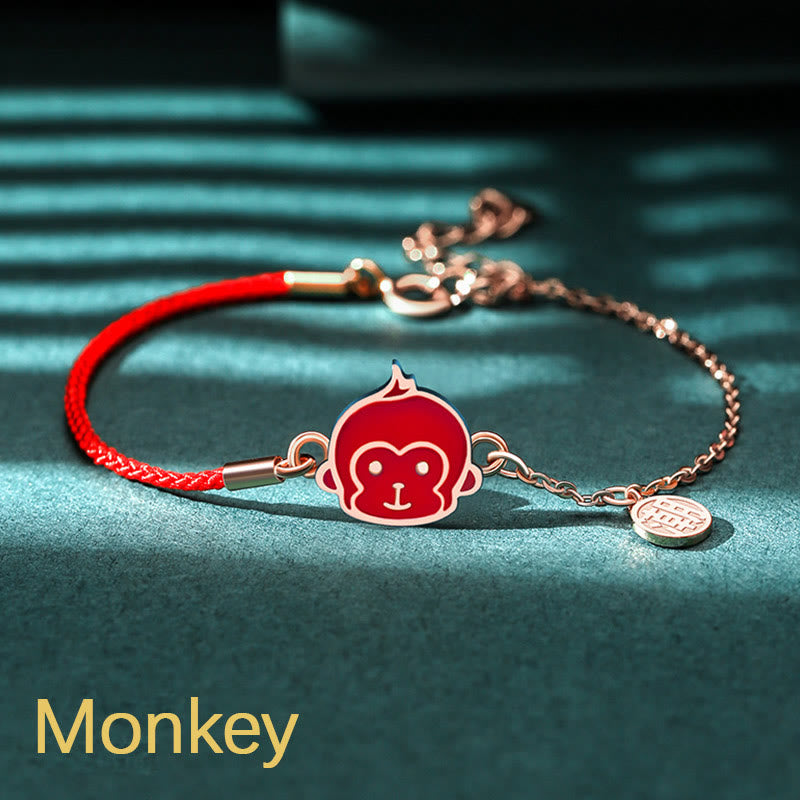 925 Sterling Silver Chinese Zodiac Luck Protection Red String Bracelet