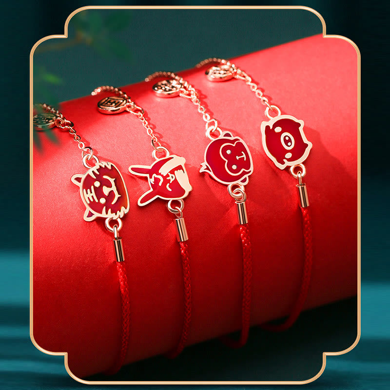 925 Sterling Silver Chinese Zodiac Luck Protection Red String Bracelet