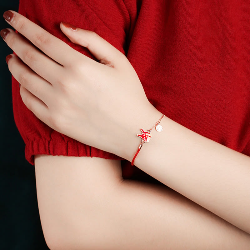925 Sterling Silver Chinese Zodiac Luck Protection Red String Bracelet