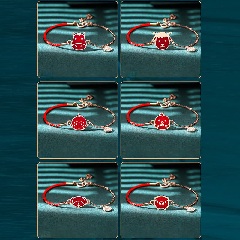 925 Sterling Silver Chinese Zodiac Luck Protection Red String Bracelet