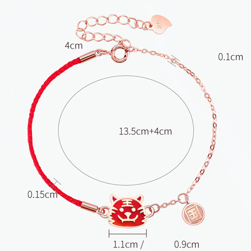 925 Sterling Silver Chinese Zodiac Luck Protection Red String Bracelet