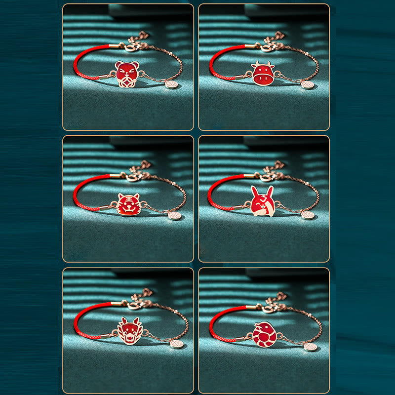 925 Sterling Silver Chinese Zodiac Luck Protection Red String Bracelet