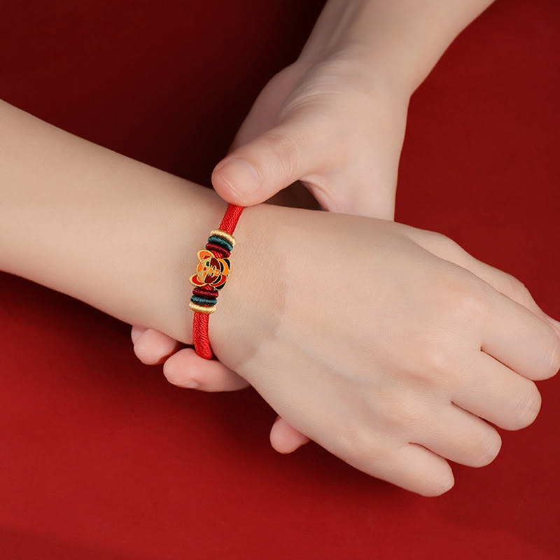 925 Sterling Silver Chinese Zodiac Red Bracelet for Luck