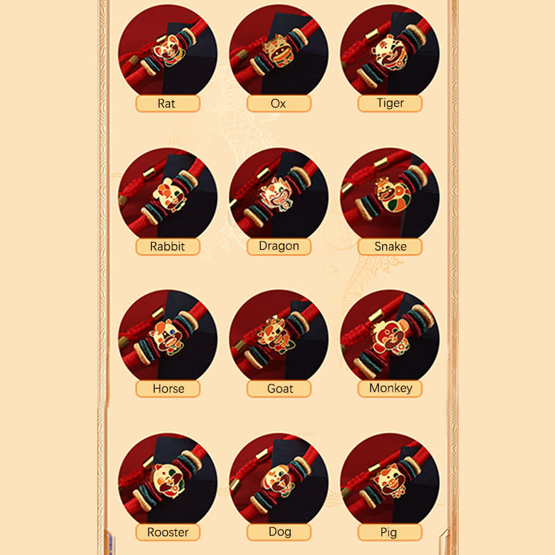 925 Sterling Silver Chinese Zodiac Red Bracelet for Luck