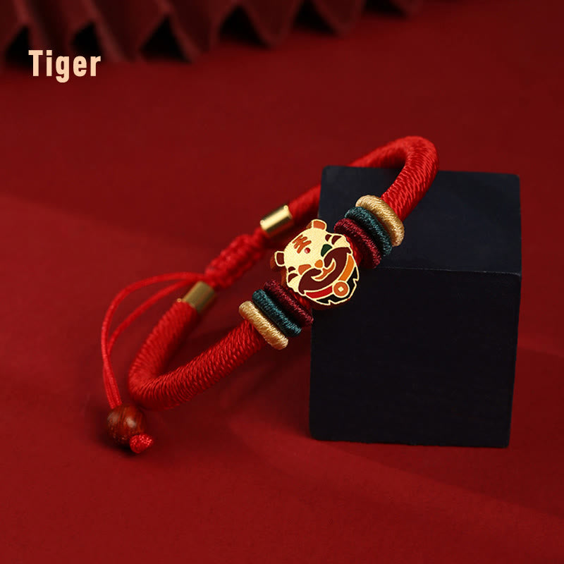 925 Sterling Silver Chinese Zodiac Red Bracelet for Luck
