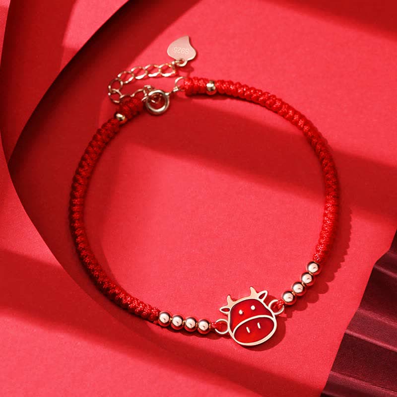 925 Sterling Silver Chinese Zodiac Red String Bracelet