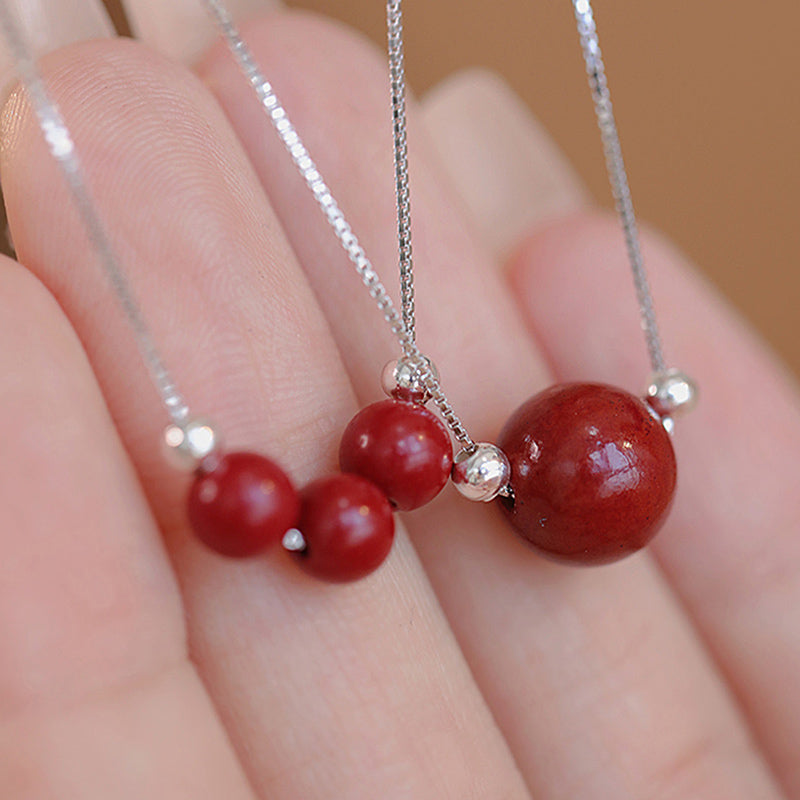 925 Sterling Silver Cinnabar Necklace | Calm Blessing Pendant