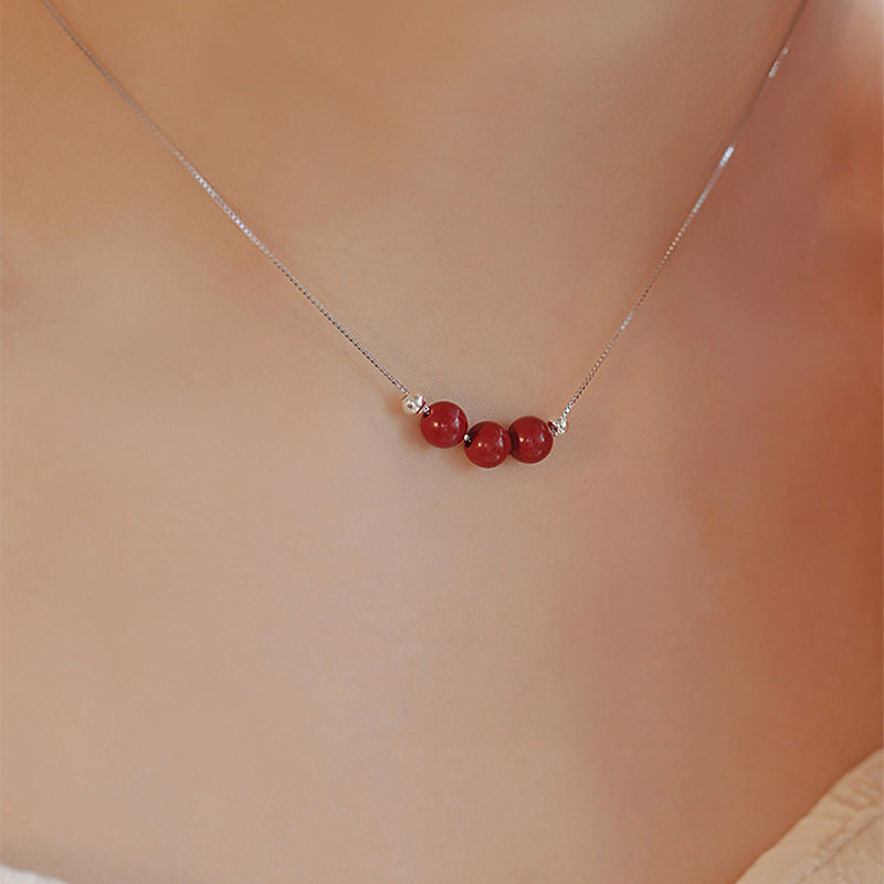 925 Sterling Silver Cinnabar Necklace | Calm Blessing Pendant