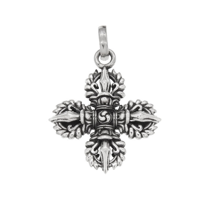 925 Sterling Silver Double Dorje Vajra Necklace Spiritual Strength