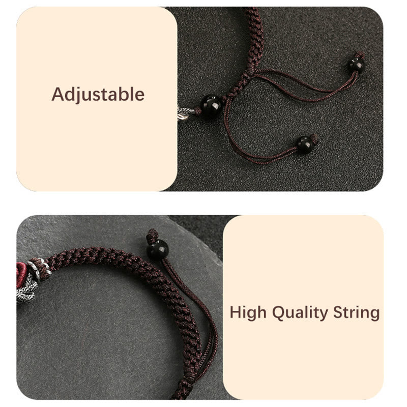 925 Sterling Silver Dragon Bracelet with Auspicious Success Symbol