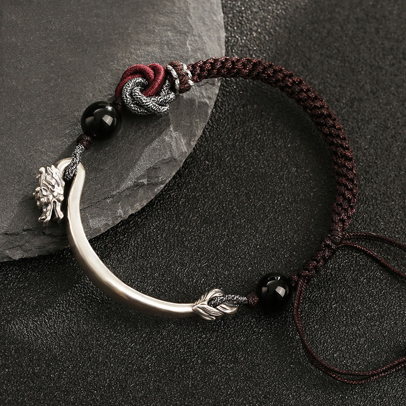 925 Sterling Silver Dragon Bracelet with Auspicious Success Symbol