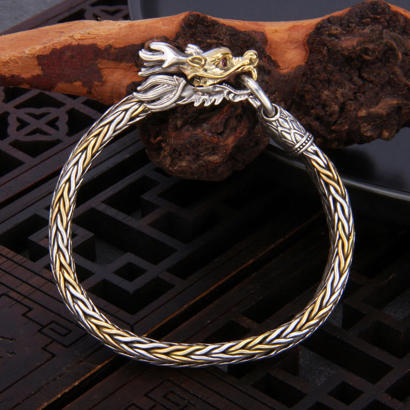925 Sterling Silver Dragon Bracelet for Protection and Strength