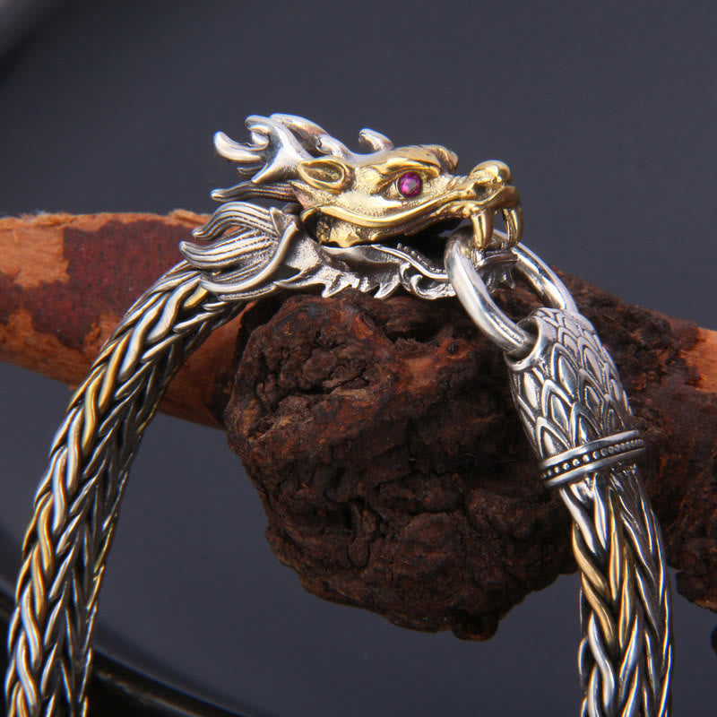 925 Sterling Silver Dragon Bracelet for Protection and Strength