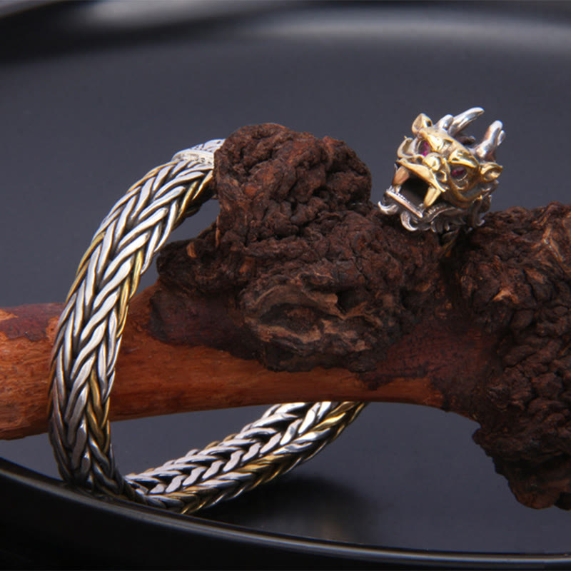 925 Sterling Silver Dragon Bracelet for Protection and Strength