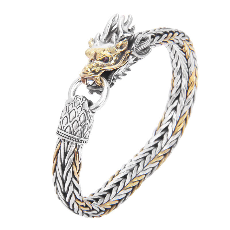 925 Sterling Silver Dragon Bracelet for Protection and Strength