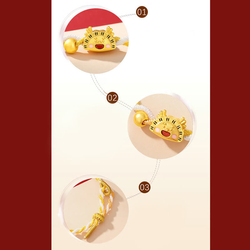 925 Sterling Silver Dragon Dumpling Attract Fortune Braided Bracelet