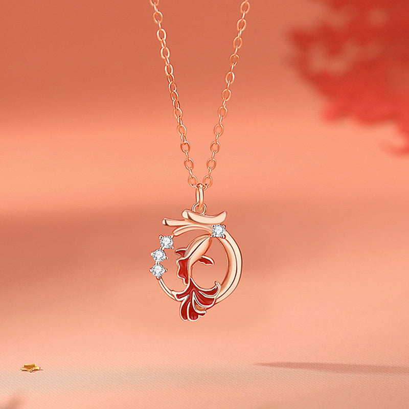 925 Sterling Silver Dragon Koi Fish Luck Necklace & Bracelet Set