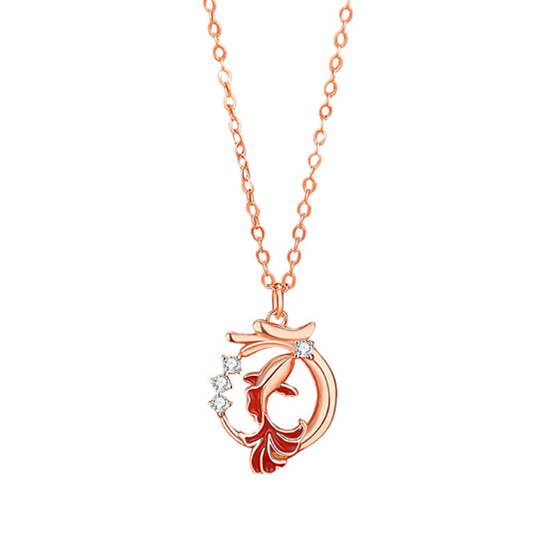 925 Sterling Silver Dragon Koi Fish Luck Necklace & Bracelet Set
