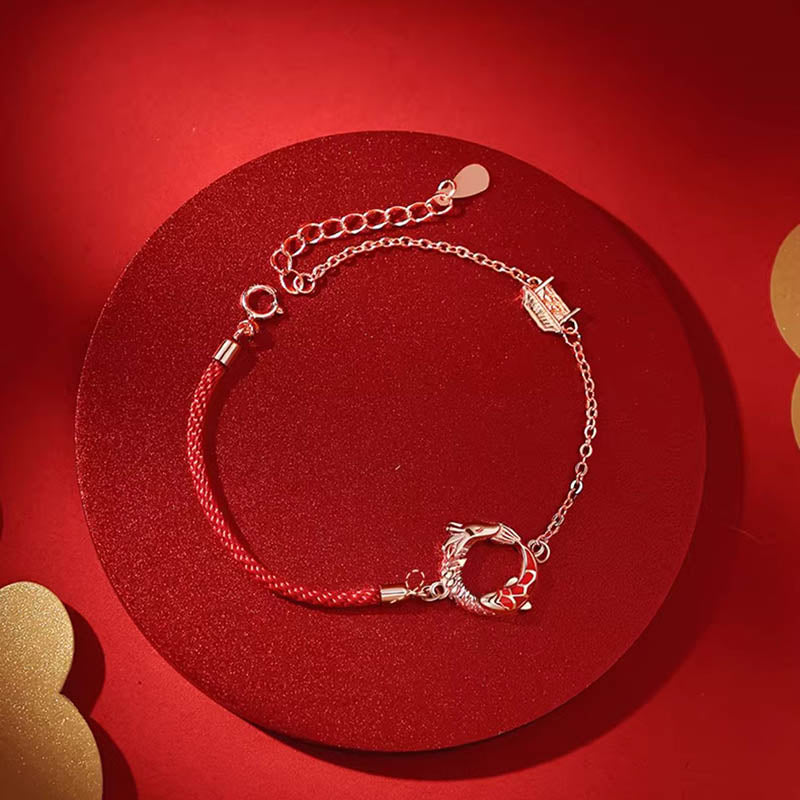 925 Sterling Silver Dragon Koi Fish Luck Protection Bracelet