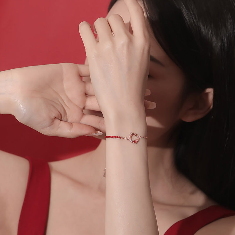 925 Sterling Silver Dragon Koi Fish Luck Protection Bracelet