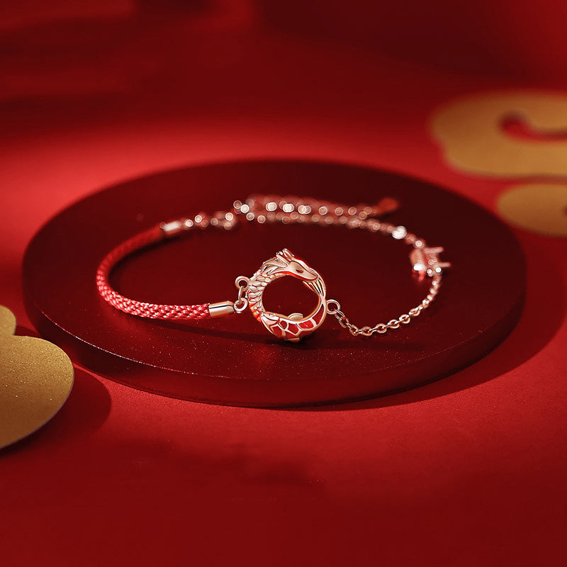 925 Sterling Silver Dragon Koi Fish Luck Protection Bracelet