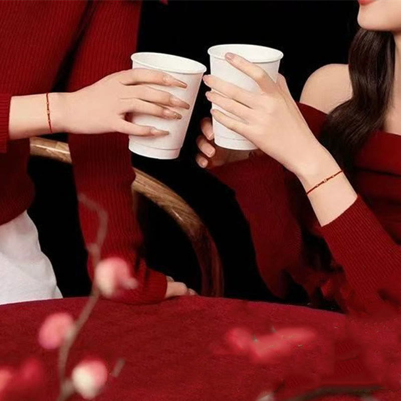 925 Sterling Silver Fu Character Red String Luck Bracelet