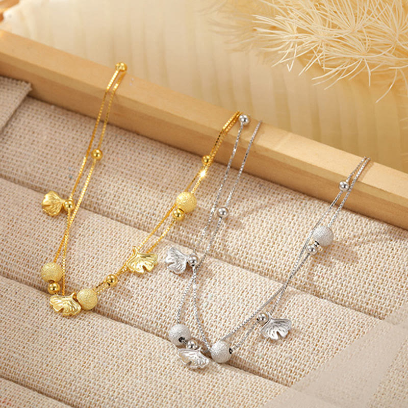 925 Sterling Silver Ginkgo Protection Anklet