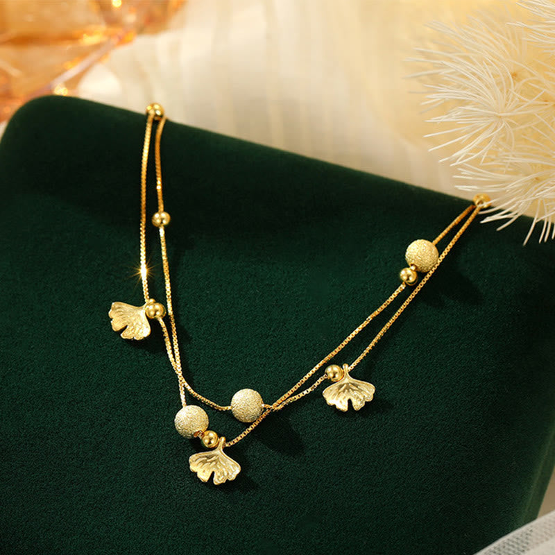 925 Sterling Silver Ginkgo Protection Anklet
