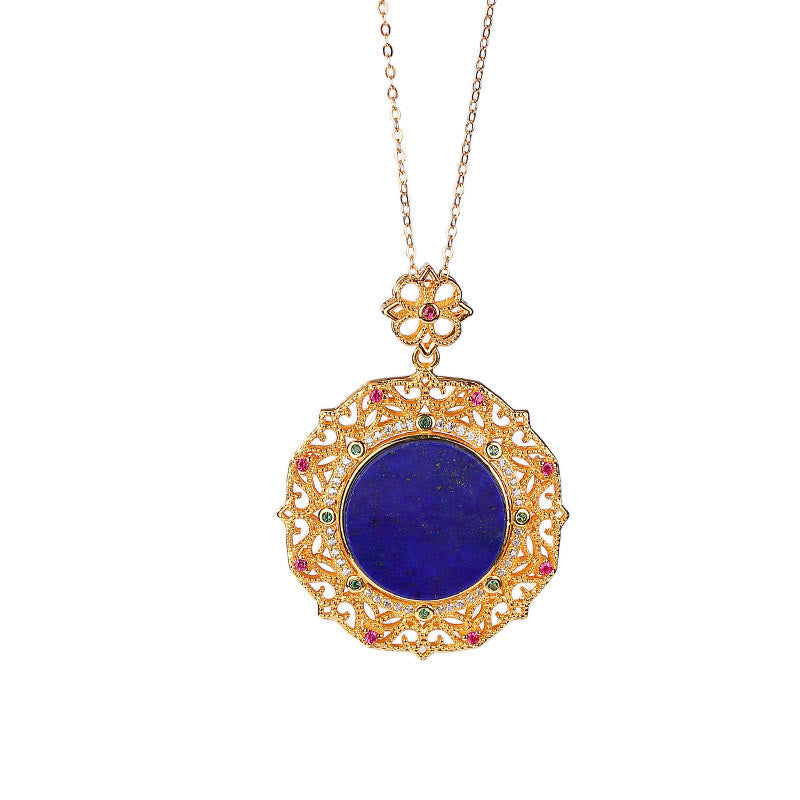 925 Sterling Silver Gold Plated Lazurite Spiritual Necklace Pendant