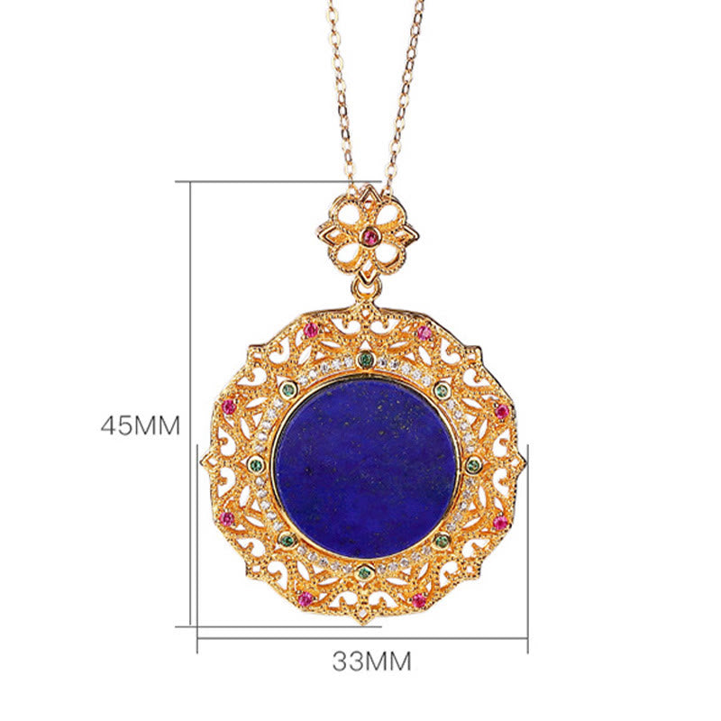 925 Sterling Silver Gold Plated Lazurite Spiritual Necklace Pendant